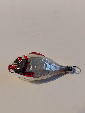 oude kerstbal vis zilver H 6,5 cm beschikbaar voor biedingen