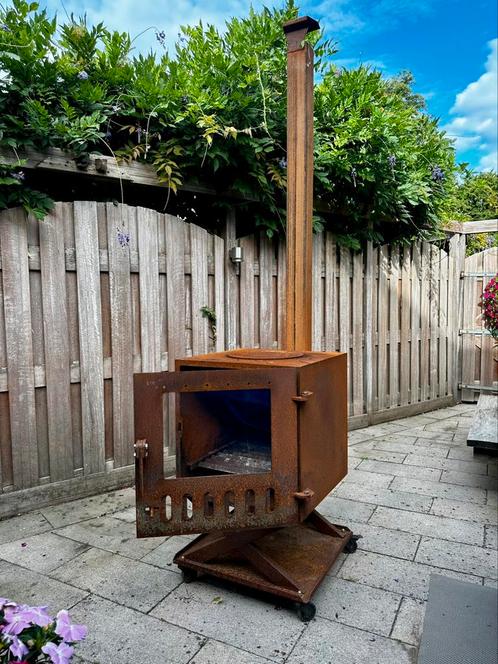 Zware Solide Tuinkachel – Onverwoestbaar 4mm Staal, Tuin en Terras, Tuinhaarden, Gebruikt, Ophalen