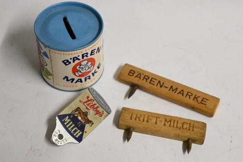 allgäuer alpenmilch bärenmarke melk product openers en blik, Verzamelen, Merken en Reclamevoorwerpen, Gebruikt, Gebruiksvoorwerp