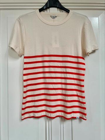 Penn&Ink shirt stripe ecru/coral XL Nieuw beschikbaar voor biedingen