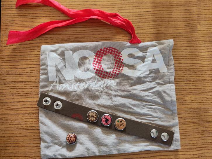 Noosa lederen armband met chunks, Sieraden, Tassen en Uiterlijk, Armbanden, Zo goed als nieuw, Leer, Bruin, Ophalen of Verzenden