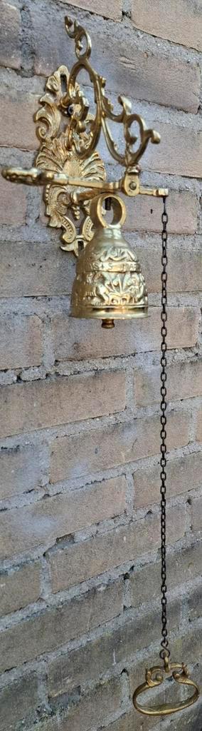 Kloosterbel. Geornamenteerd. Messing.  45 cm., Antiek en Kunst, Curiosa en Brocante, Ophalen