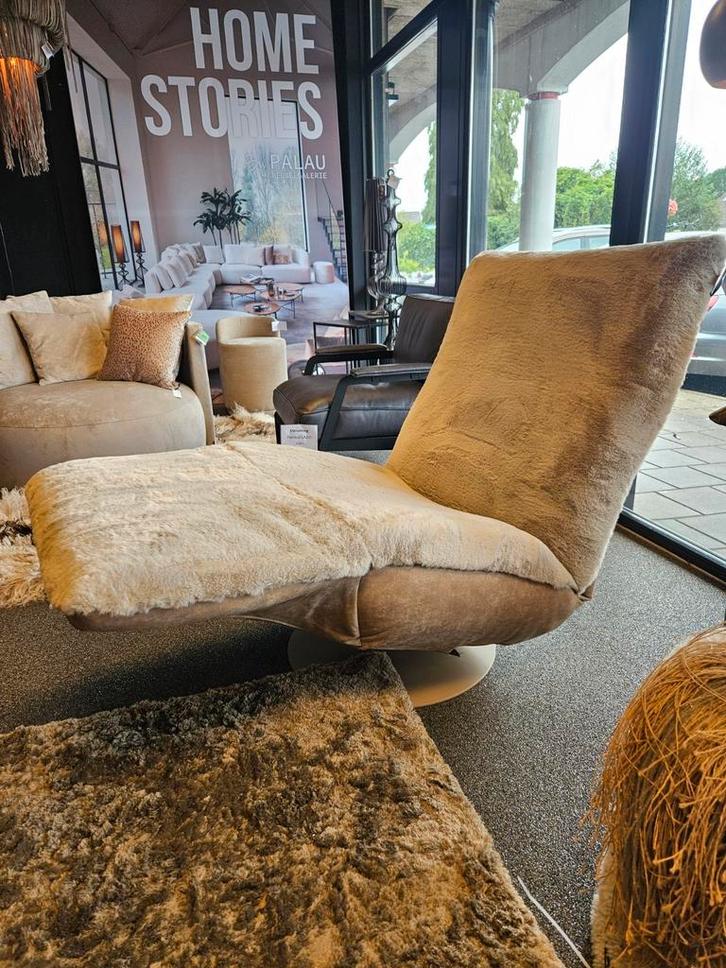 Relaxfauteuil INDI chill-line concrete leder bunny stof, Huis en Inrichting, Fauteuils, Nieuw, Leer, Stof, Ophalen of Verzenden