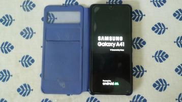 Samsung A41 mobiele telefoon, black, met Samsung hoesje.