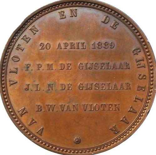 Nederland penning 100-jarig bestaan Van Vloten en De G. 1889, Postzegels en Munten, Penningen en Medailles, Brons, Nederland, Ophalen of Verzenden