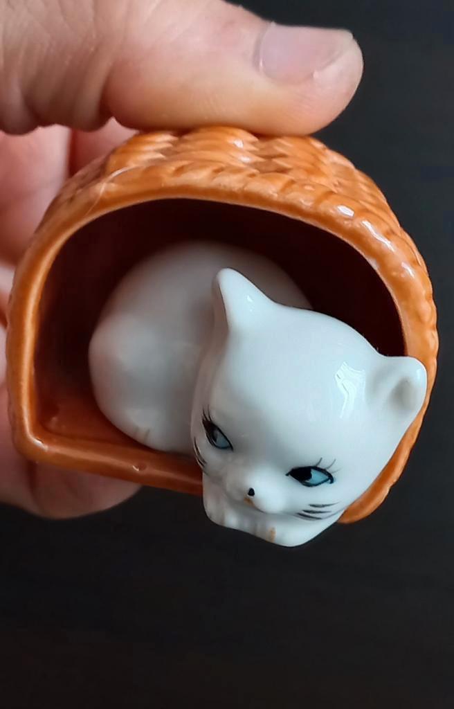 Vintage geglazuurd keramieken poes beeldje - nr 3, Antiek en Kunst, Antiek | Keramiek en Aardewerk, Ophalen of Verzenden