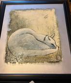Carla Raadsveld, origineel acryl Slapende Poes, Antiek en Kunst, Ophalen of Verzenden
