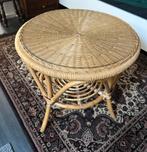 Ronde Bamboe Tafel met Glasplaat, Ophalen, Gebruikt, 50 tot 100 cm, Rond