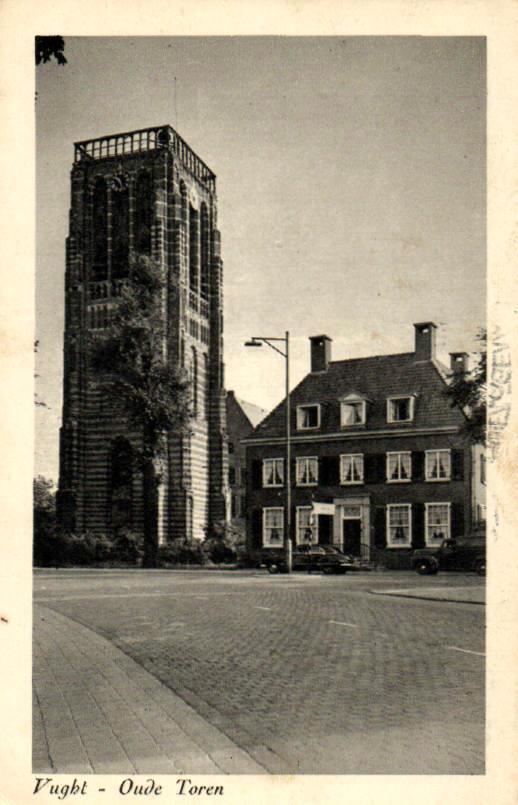 Vught, Oude Toren - auto - 1949 gelopen, Verzamelen, Ansichtkaarten | Nederland, Gelopen, Noord-Brabant, Voor 1920, Ophalen of Verzenden