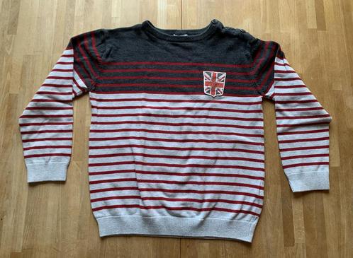 Vertbaudet trui grijs wit rood gestreept maat 134, Kinderen en Baby's, Kinderkleding | Maat 134, Gebruikt, Jongen, Trui of Vest
