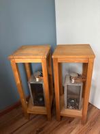 2 Massief houten hoge tafeltjes, Ophalen, Gebruikt
