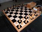 Houten DAM-SCHAAKBORD incl. damstenen en schaakstukken, Een of twee spelers, Ophalen of Verzenden, Zo goed als nieuw