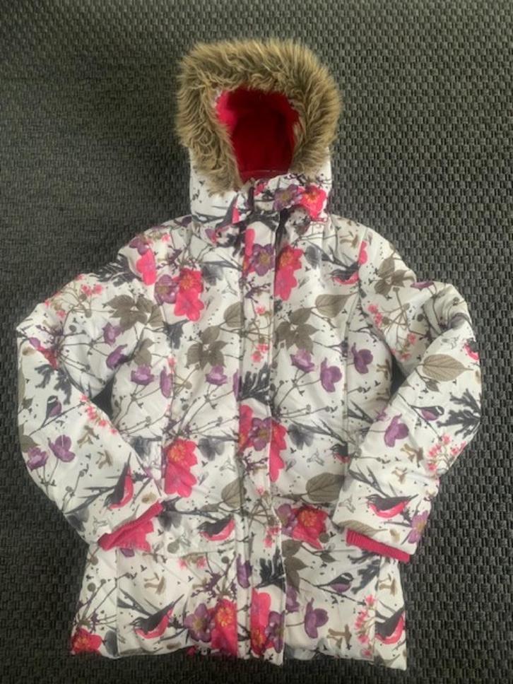 Winterjas meisjes -gebloemd; FLEURIG!!!, Kinderen en Baby's, Kinderkleding | Maat 152, Zo goed als nieuw, Meisje, Jas, Ophalen of Verzenden
