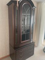 Klassieke kersen houten vitrinekast, Ophalen, Zo goed als nieuw, 50 tot 75 cm, 200 cm of meer