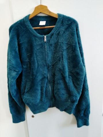 Maicazz (knits) glanzend groen-blauw petrol vest Maat XXL beschikbaar voor biedingen