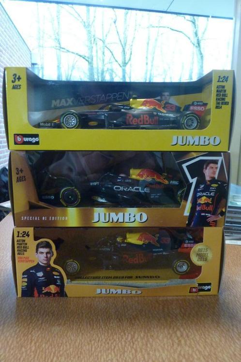 7 x Red Bull Racing Max Verstappen in doos JUMBO Bburago, Hobby en Vrije tijd, Modelauto's | 1:24, Zo goed als nieuw, Auto, Bburago