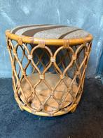 Vintage rotan opbergmand mand krukje, Gebruikt, Mand, Rond, Ophalen of Verzenden