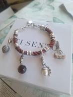 Ti Sento Charming bedelarmband bruin koord met 4 bedels, Bruin, Nieuw, Ophalen of Verzenden, Met bedels of kralen