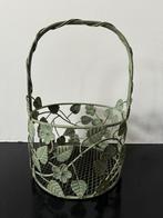 Metalen bloemenmand draadmand groen, Overige materialen, Gebruikt, Mand, Rond
