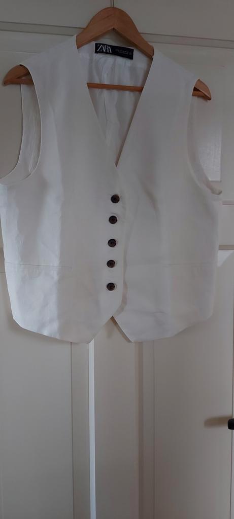 Mooi gilet Zara XL linnen en viscose crèmekleurig, Kleding | Dames, Bodywarmers, Zo goed als nieuw, Maat 42/44 (L), Wit, Ophalen of Verzenden