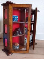 Vintage pronken kastje mini hout 31x32x9 cm, Huis en Inrichting, Kasten | Vitrinekasten, Met deur(en), Minder dan 25 cm, Minder dan 100 cm