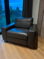 Donkerbruine lederen fauteuil W. Schillig, Huis en Inrichting, Fauteuils, Ophalen, Gebruikt, Leer, 75 tot 100 cm
