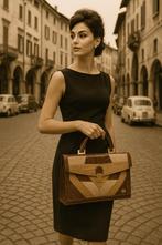 Vintage Italiaanse Tas leer, Sieraden, Tassen en Uiterlijk, Tassen | Damestassen, Ophalen of Verzenden, Gebruikt, Bruin, Handtas