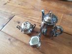 Antiek verzilverd aardewerk koffie servies 3-delig, Ophalen of Verzenden