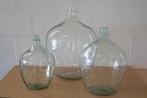 Set oude gietflessen, gietfles, Damme Jeanne, antiek glas, Antiek en Kunst, Ophalen