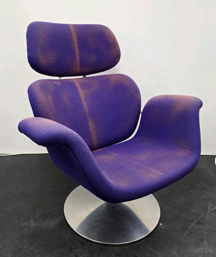 Artifort Big Tulip draaifauteuil – Pierre Paulin, Huis en Inrichting, Fauteuils, Gebruikt, Metaal, Stof, 75 tot 100 cm, 75 tot 100 cm