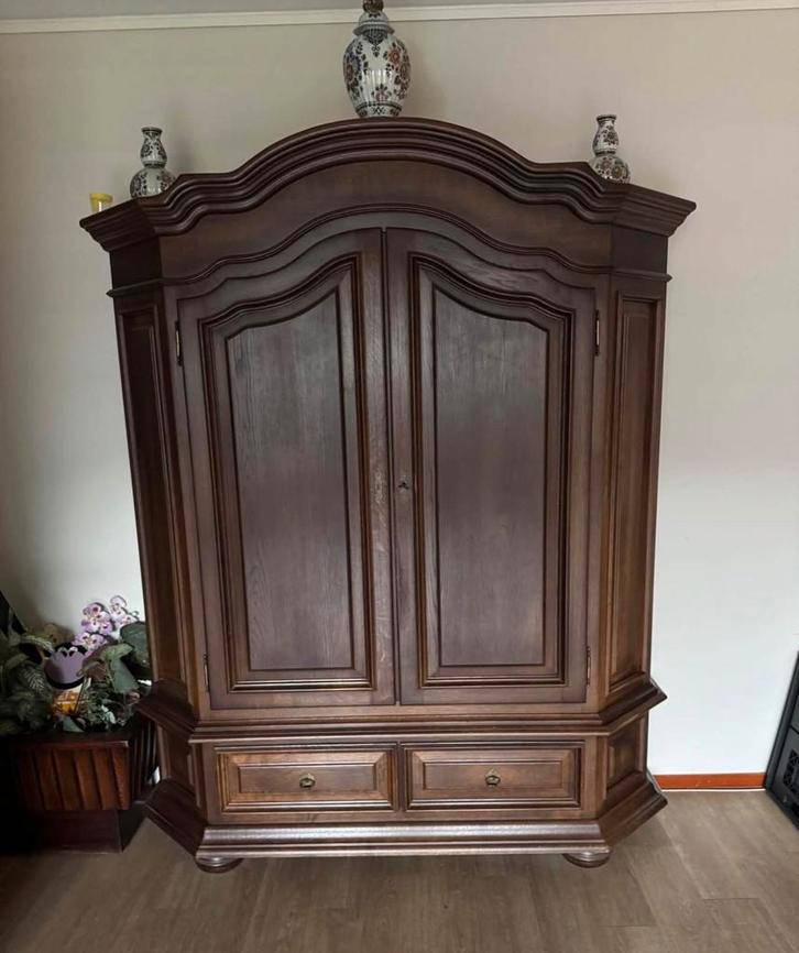 Mooie massief houten kast met lades en planken, Antiek en Kunst, Antiek | Meubels | Kasten, Ophalen