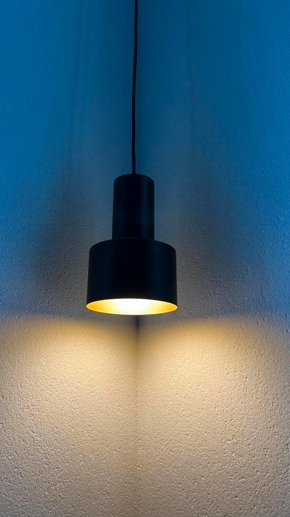 Moderne zwarte set van twee hanglampen, Huis en Inrichting, Lampen | Hanglampen, Zo goed als nieuw, Minder dan 50 cm, Metaal, Verzenden