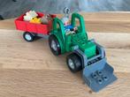 Duplo Groene Tractor met aanhangwagen, Duplo, Gebruikt, Ophalen of Verzenden