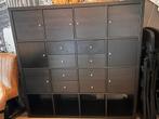 Grote zwarte Ikea Kallax kast met deurtjes en laden, Ophalen, Gebruikt, 100 tot 150 cm, 100 tot 150 cm
