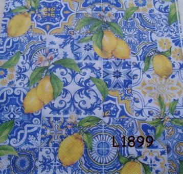 Servetten decoupage/bullet journal * Citroenen d.blauw L1899 beschikbaar voor biedingen