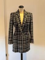 ZGAN zwart wit tweed blazer Zara Woman lang M 36 38 zilver, Kleding | Dames, Ophalen of Verzenden, Zo goed als nieuw, Jasje, Maat 36 (S)