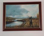 Olieverfschilderij Jachttafereel Gesigneerd Burg, Antiek en Kunst, Kunst | Schilderijen | Klassiek, Ophalen of Verzenden