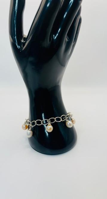 Sterling zilveren armband met 7 parels 19 cm  beschikbaar voor biedingen