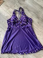 Lange paarse dots Tankini top ongeveer maat 48/50 (5xl), Lingerie of Zwemkleding, Zo goed als nieuw, Paars, Verzenden