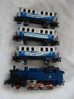 STOOMLOC MET 3 X WAGONs BLOUW, Gelijkstroom, Ophalen of Verzenden, Märklin, Gebruikt