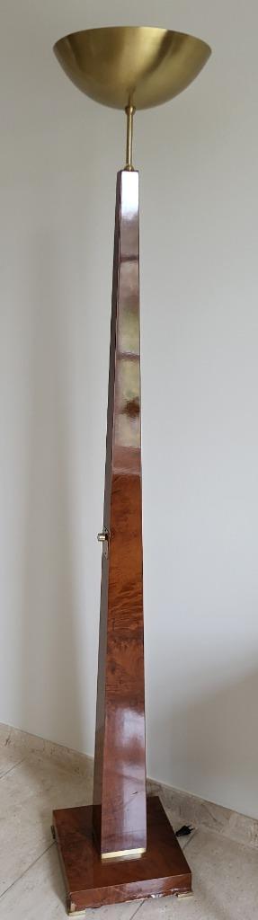 Mooie Art Deco vloerlamp/ uplight met dimmer, Huis en Inrichting, Lampen | Vloerlampen, Gebruikt, 150 tot 200 cm, Hout, Metaal