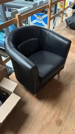 Zwarte leren IKEA fauteuil, Huis en Inrichting, Fauteuils, Ophalen, Gebruikt, Minder dan 75 cm, Leer