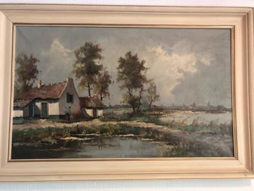 Oud schilderij met landschap beschikbaar voor biedingen