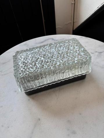 Vintage holophane plafondlamp wandlamp glas glazen rechthoek beschikbaar voor biedingen