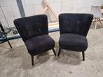 2 Nette Fauteuils - Zwart Ribstof, Ophalen, Gebruikt, Twee, Zwart