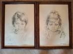 2 Gesigneerde tekeningen: Huilende Kinderen (ANKU00037), Antiek en Kunst, Ophalen of Verzenden