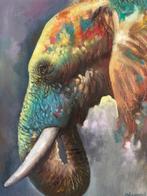 Prachtig schilderij van een olifant., Ophalen of Verzenden