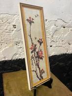 Klein vintage schikderij op zijde bloesemtakken Japans, Ophalen of Verzenden