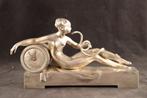 Bronzen Art Deco sculptuur met klok, Verzenden
