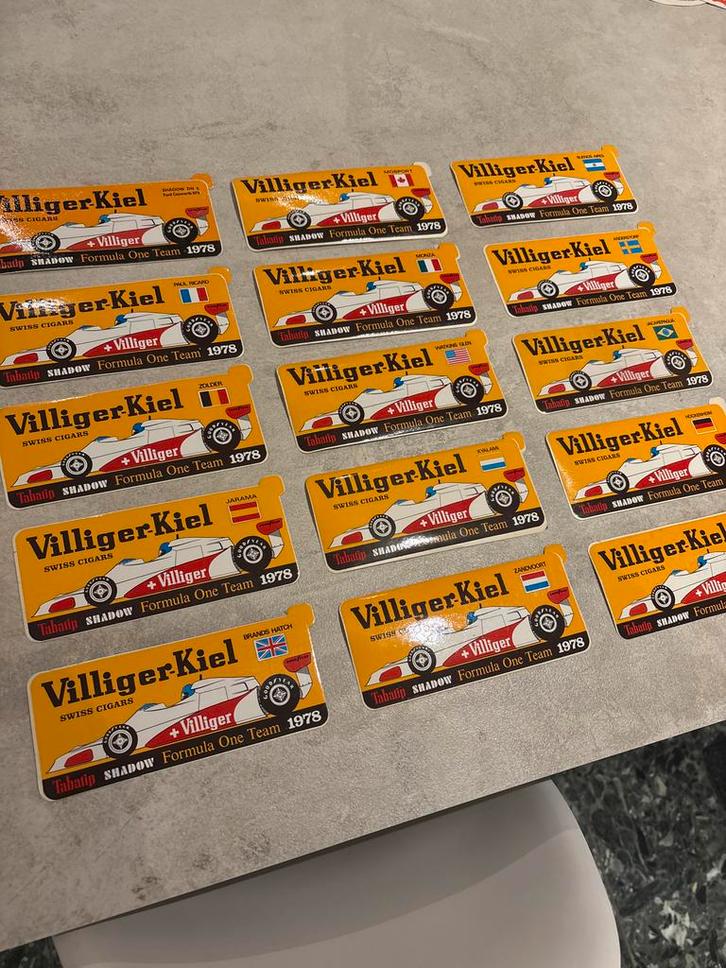 Vintage Shadow F1 Sticker Set Villiger-Kiel, Verzamelen, Speldjes, Pins en Buttons, Gebruikt, Sport, Ophalen of Verzenden